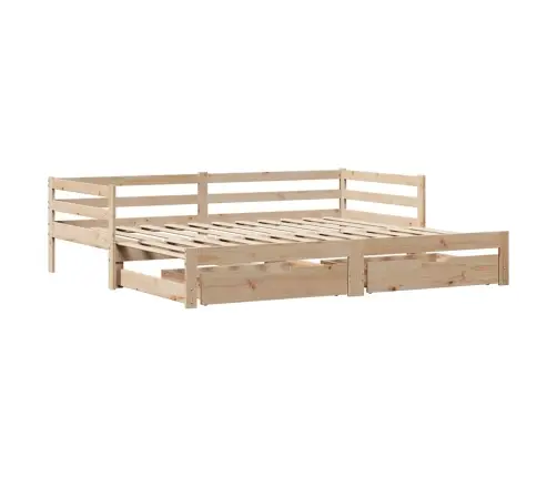 Gulta Ar Atvilktnēm, Bez Matrača, 90X200 Cm, Masīvkoks Vidaxl