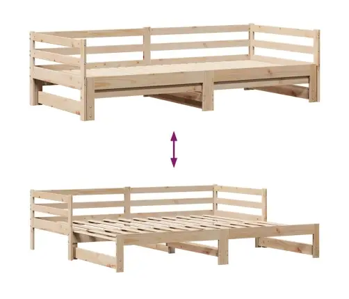 Gulta Ar Atvilktnēm, Bez Matrača, 90X200 Cm, Masīvkoks Vidaxl