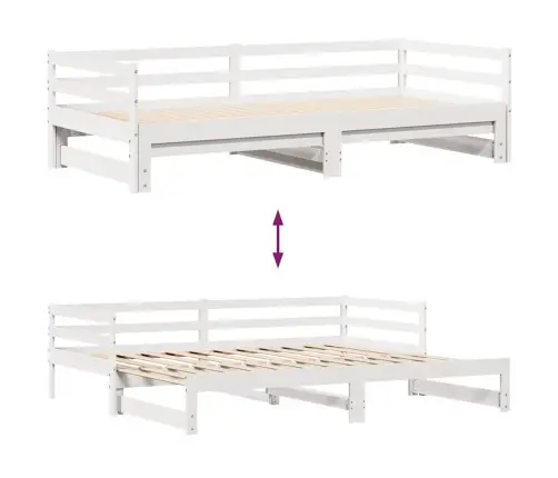 Gulta Ar Atvilktnēm, Bez Matrača, Balta, 90X190 Cm Vidaxl