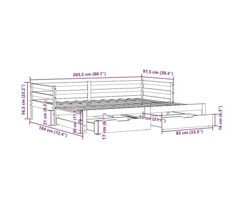 Gulta Ar Atvilktnēm, Bez Matrača, Brūna, 90X200 Cm Vidaxl