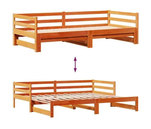 Gulta Ar Atvilktnēm, Bez Matrača, Brūna, 90X200 Cm Vidaxl