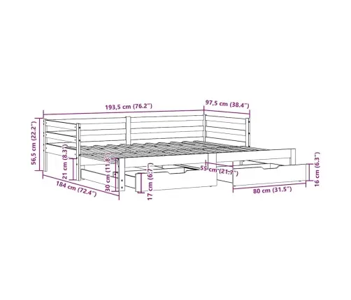 Gulta Ar Atvilktnēm, Bez Matrača, Brūna, 90X190 Cm Vidaxl
