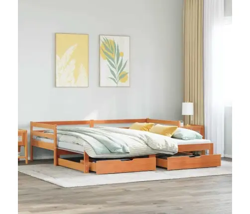 Gulta Ar Atvilktnēm, Bez Matrača, Brūna, 90X190 Cm Vidaxl