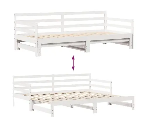 Gulta Ar Atvilktnēm, Bez Matrača, Balta, 90X190 Cm Vidaxl