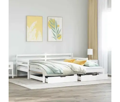 Gulta Ar Atvilktnēm, Bez Matrača, Balta, 90X190 Cm Vidaxl