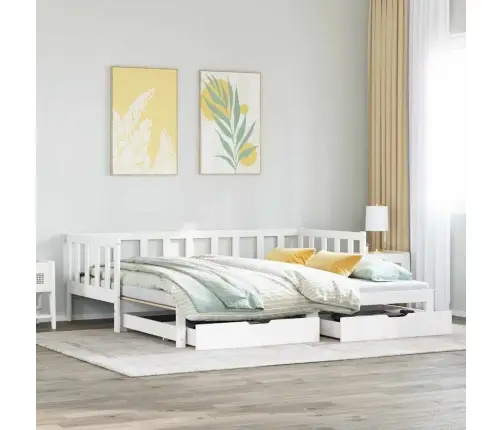 Diivanvoodi Väljatõmmatava Osaga, Madratsita, Valge, 80X200 Cm