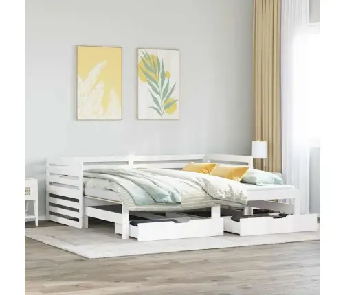 Gulta Ar Atvilktnēm, Bez Matrača, 90X200 Cm, Masīvkoks Vidaxl