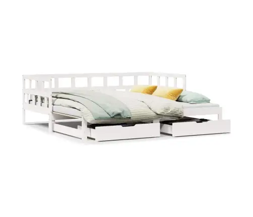 Gulta Ar Atvilktnēm, Bez Matrača, Balta, 90X200 Cm Vidaxl