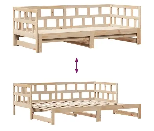 Lova Su Ištraukiama Dalimi/Stalčiais Be Čiužinio, 90X200 Cm