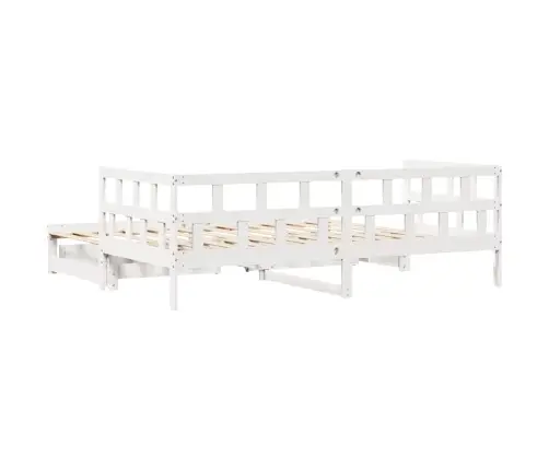 Lova Su Ištraukiama Dalimi/Stalčiais Be Čiužinio Balta 80X200Cm