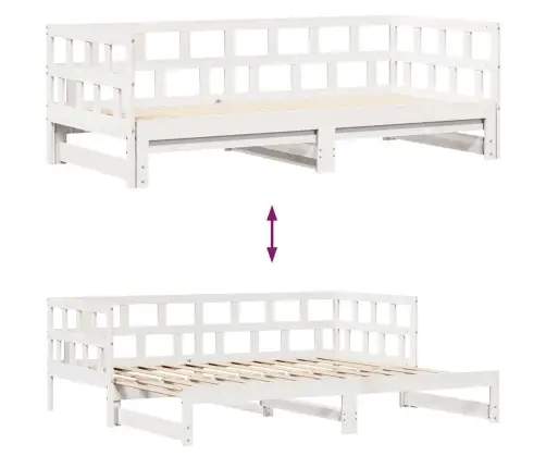 Lova Su Ištraukiama Dalimi/Stalčiais Be Čiužinio Balta 80X200Cm