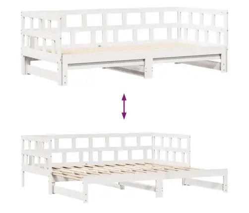 Gulta Ar Atvilktnēm, Bez Matrača, Balta, 90X190 Cm Vidaxl