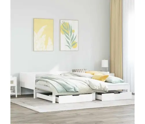 Diivanvoodi Väljatõmmatava Osaga, Madratsita, Valge, 80X200 Cm