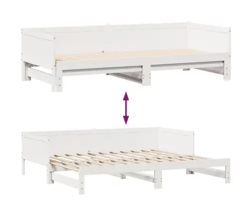 Gulta Ar Atvilktnēm, Bez Matrača, Balta, 90X190 Cm Vidaxl