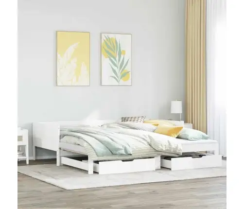 Gulta Ar Atvilktnēm, Bez Matrača, Balta, 90X190 Cm Vidaxl