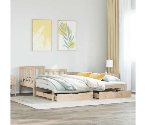 Lova Su Ištraukiama Dalimi/Stalčiais Be Čiužinio, 90X200 Cm