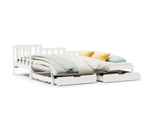 Gulta Ar Atvilktnēm, Bez Matrača, Balta, 90X200 Cm Vidaxl