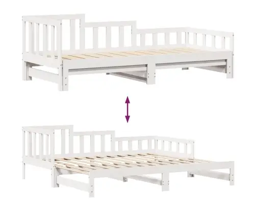 Gulta Ar Atvilktnēm, Bez Matrača, Balta, 90X200 Cm Vidaxl