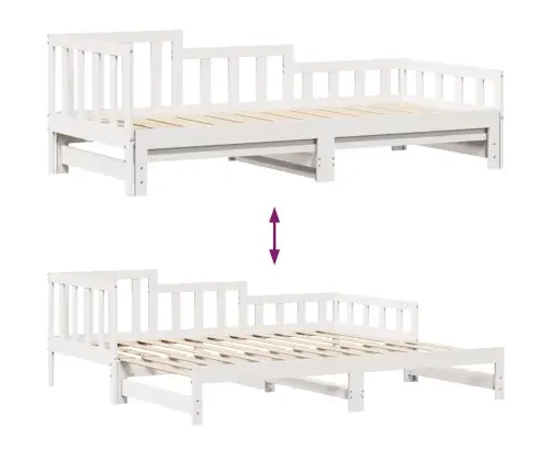 Lova Su Ištraukiama Dalimi/Stalčiais Be Čiužinio Balta 90X190Cm