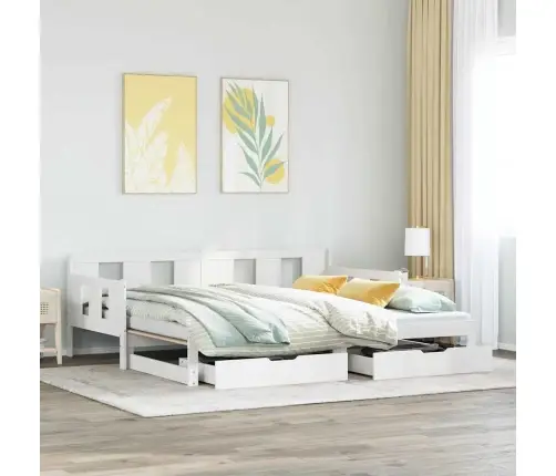 Diivanvoodi Väljatõmmatava Osaga, Madratsita, Valge, 90X200 Cm