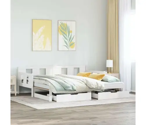 Gulta Ar Atvilktnēm, Bez Matrača, Balta, 80X200 Cm Vidaxl