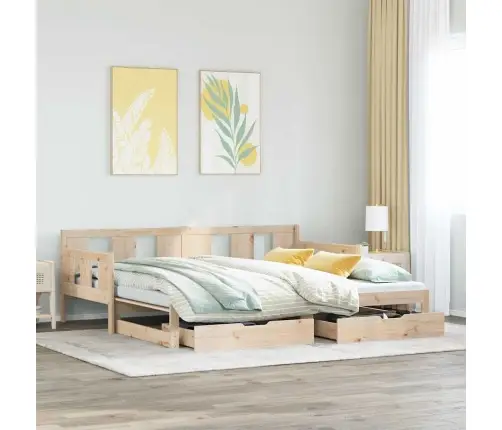 Lova Su Ištraukiama Dalimi/Stalčiais Be Čiužinio, 90X190 Cm