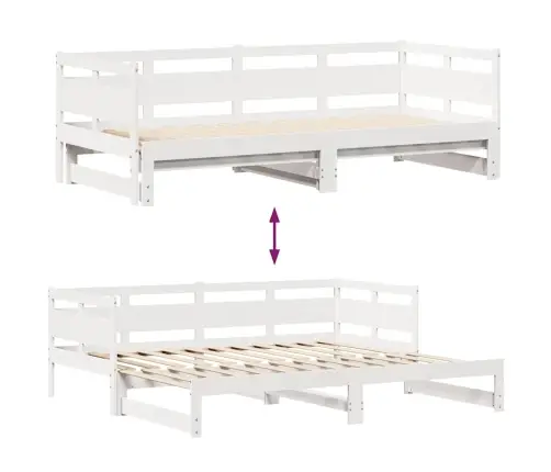 Lova Su Ištraukiama Dalimi/Stalčiais Be Čiužinio Balta 90X200Cm