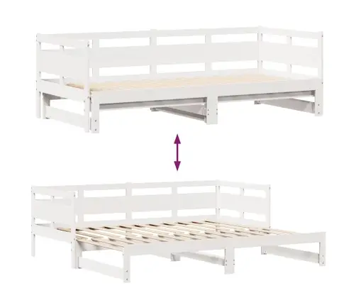 Gulta Ar Atvilktnēm, Bez Matrača, Balta, 90X190 Cm Vidaxl