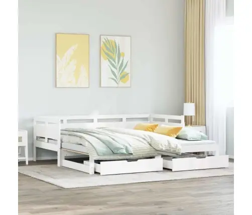 Gulta Ar Atvilktnēm, Bez Matrača, Balta, 90X190 Cm Vidaxl