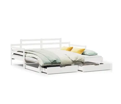 Gulta Ar Atvilktnēm, Bez Matrača, Balta, 90X200 Cm Vidaxl