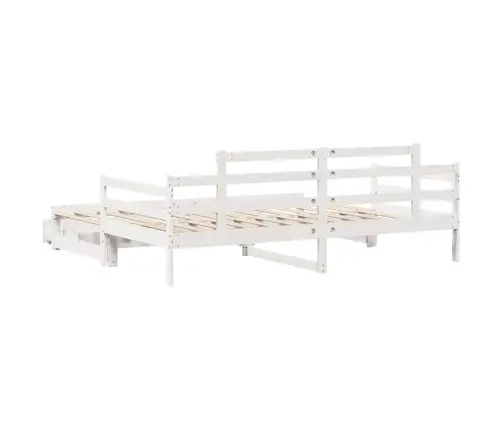 Gulta Ar Atvilktnēm, Bez Matrača, Balta, 90X200 Cm Vidaxl