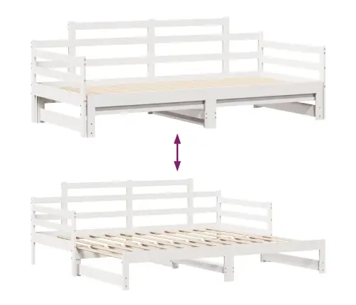 Gulta Ar Atvilktnēm, Bez Matrača, Balta, 90X200 Cm Vidaxl