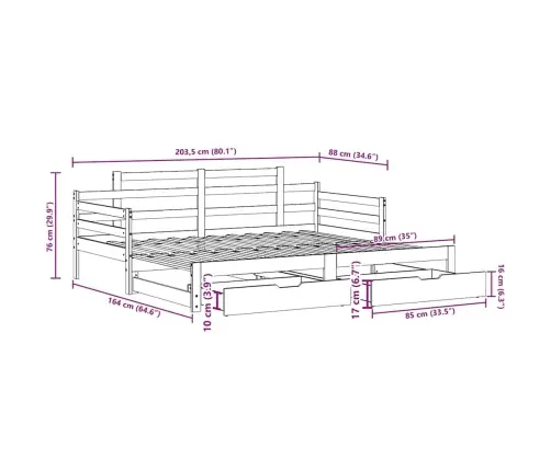 Gulta Ar Atvilktnēm, Bez Matrača, 80X200 Cm Vidaxl