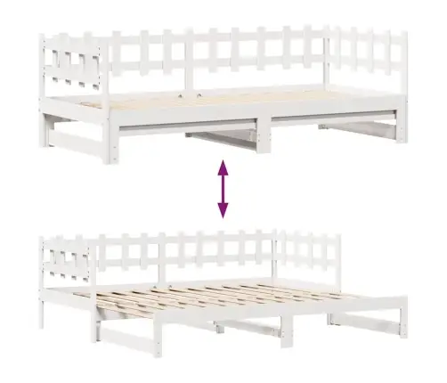 Gulta Ar Atvilktnēm, Bez Matrača, Balta, 80X200 Cm Vidaxl