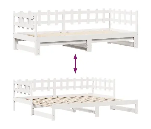 Gulta Ar Atvilktnēm, Bez Matrača, Balta, 90X190 Cm Vidaxl