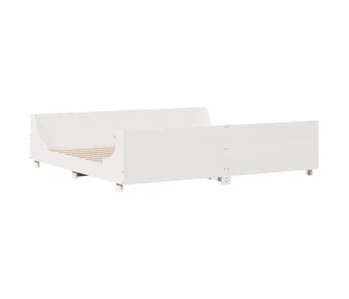 Gulta Bez Matrača, Balts, 200X200 Cm, Priedes Masīvkoks Vidaxl