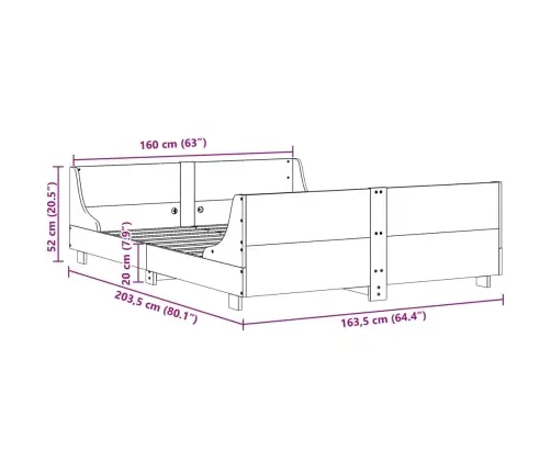 Lovos Rėmas Be Čiužinio, Baltas, 160X200cm Pušies Masyvas