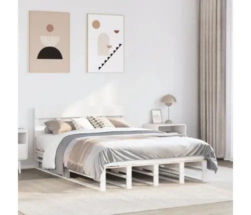 Voodiraam Ilma Madratsita, Valge, 150 X 200 cm Männipuit