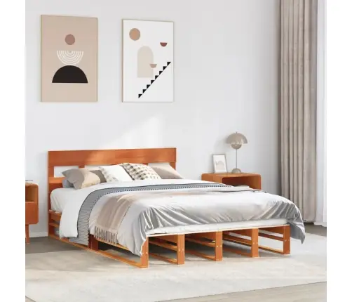 Lovos Rėmas Be Čiužinio, Vaško Rudas, 160X200cm Pušies Masyvas