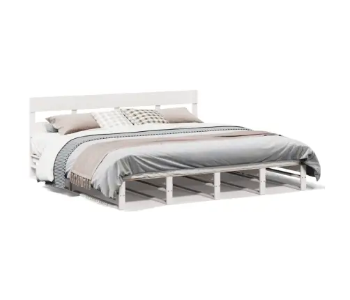 Gulta Bez Matrača, Balts, 200X200 Cm, Priedes Masīvkoks Vidaxl