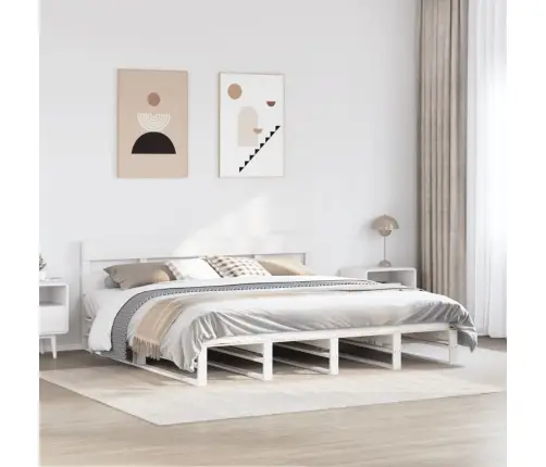 Gulta Bez Matrača, Balts, 200X200 Cm, Priedes Masīvkoks Vidaxl