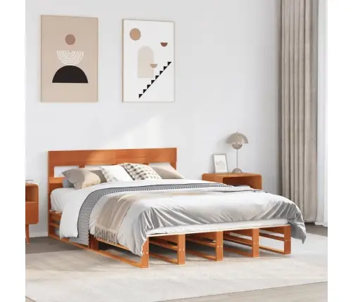 Voodiraam Ilma Madratsita, Vahapruun, 135 X 190 cm Männipuit