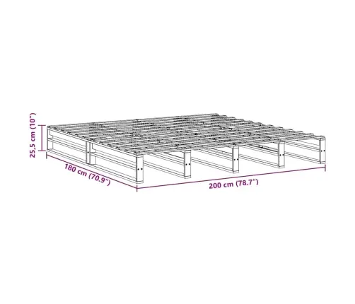 Gulta Bez Matrača, Vaska Brūnas, 200X200 Cm, Priedes Masīvkoks Vidaxl