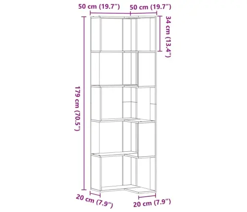 5-Līmeņu Grāmatu Plaukts, Koka Krāsa, 50X50X179 Cm, Koks Vidaxl