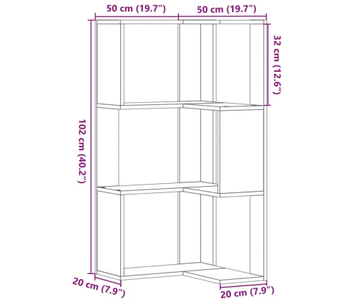 3-Korruseline Raamaturiiul Tamm 50X50X102 Cm Tehispuit