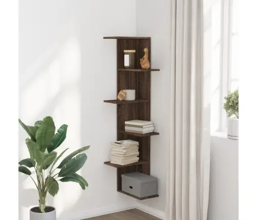 Sienas Stūra Plaukts, Ozolkoka Krāsa, 36,5X36,5X140 Cm, Koks Vidaxl