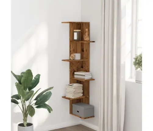 Sienas Stūra Plaukts, Koka Krāsā, 36,5X36,5X140 Cm, Koks Vidaxl