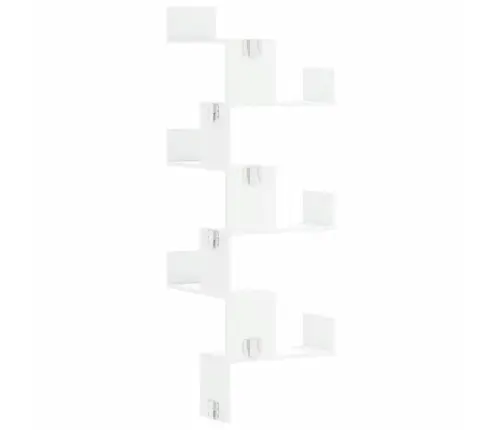 Sienas Stūra Plaukts, Balts, 45X45X147 Cm, Inženierijas Koks Vidaxl