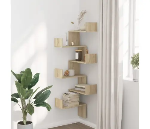 Sieninė Kampinė Lentyna, Sonoma Ąžuolo, 45X45X147cm Mediena