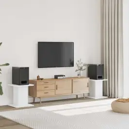 Garsiakalbių Stovai, 2Vnt., Balti, 30X30X40cm Apdirbta Mediena